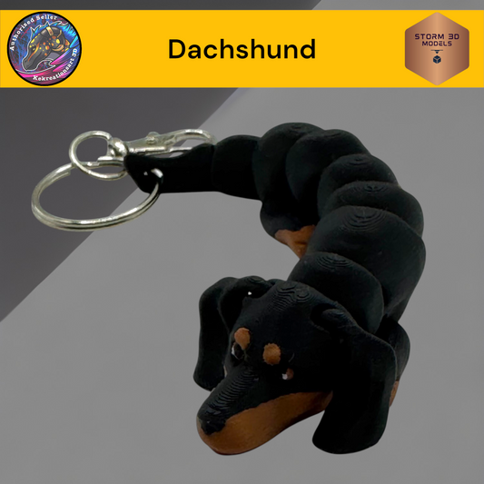 Baby Dachshund 3d Printed Flexi Keychain