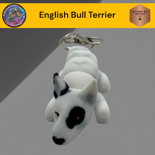 Baby English Bull Terrier 3d Printed Flexi Keychain