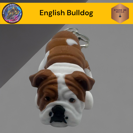Baby English Bulldog 3d Printed Flexi Keychain