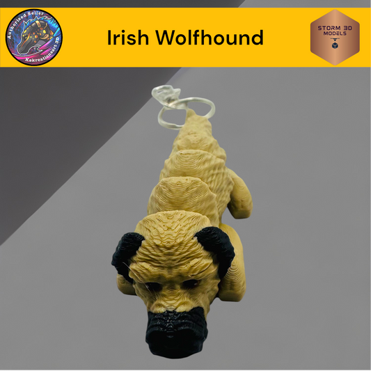 Baby Irish Wolfhound 3d Printed Flexi Keychain
