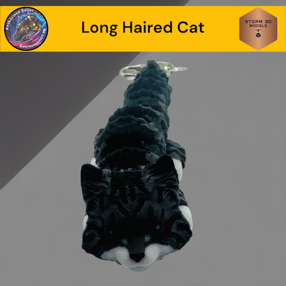 Baby Long Haired Cat 3d Printed Flexi Keychain