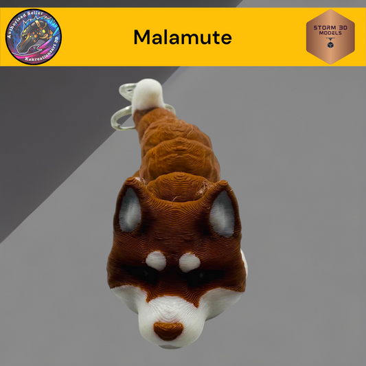 Baby Malamute 3d Printed Flexi Keychain