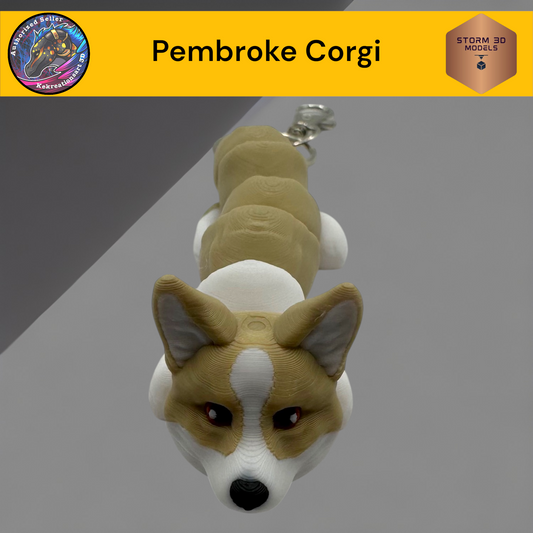 Baby Pembroke Corgi 3d Printed Flexi Keychain