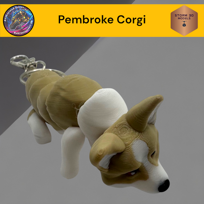 Baby Pembroke Corgi 3d Printed Flexi Keychain