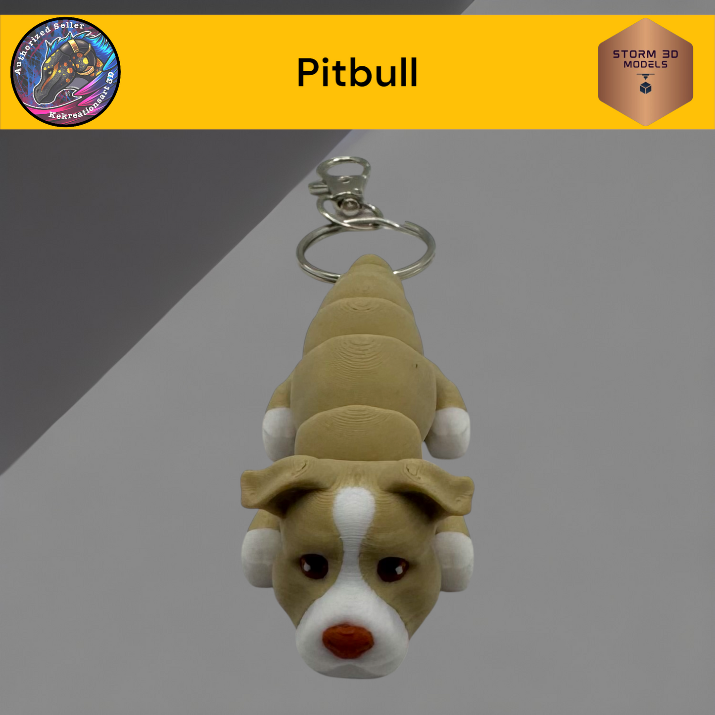 Baby Pitbull 3d Printed Flexi Keychain