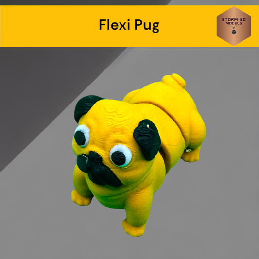 Flexi Pug fidget toy 3D Printed