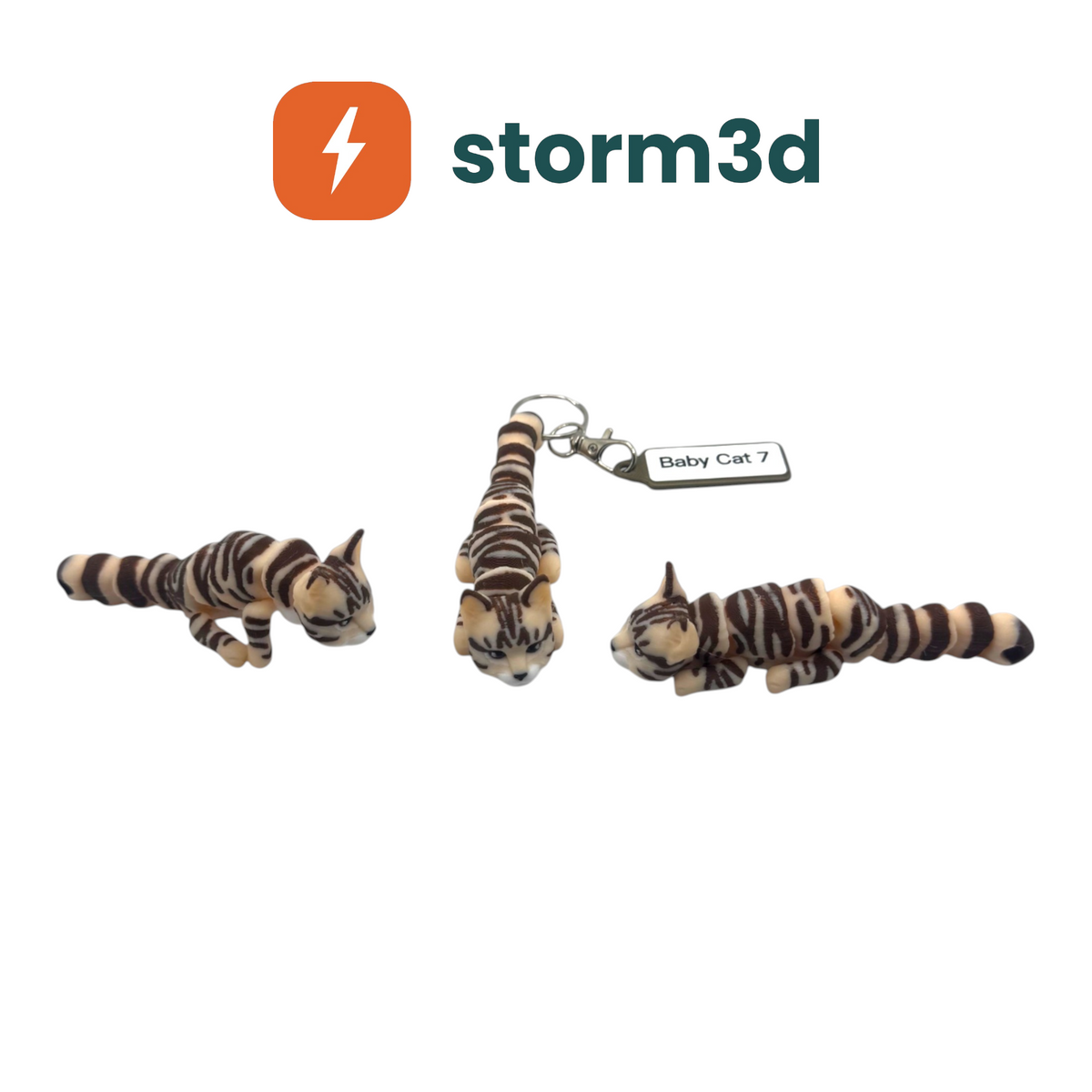 Pawfect Pets Baby Cat 7 3D printed flexi keychain