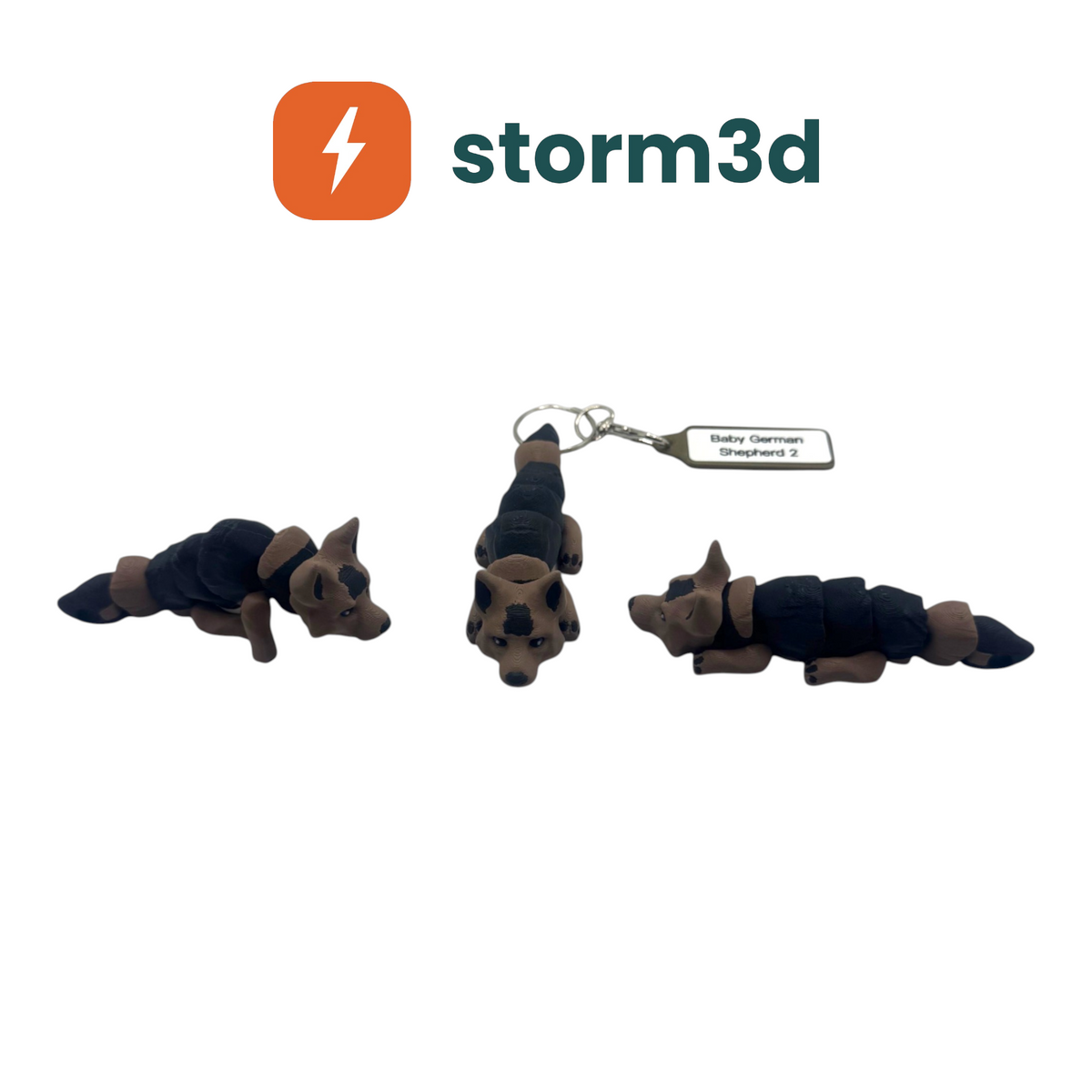 Pawfect Pets Baby German Shepherd 2 3D printed flexi keychain