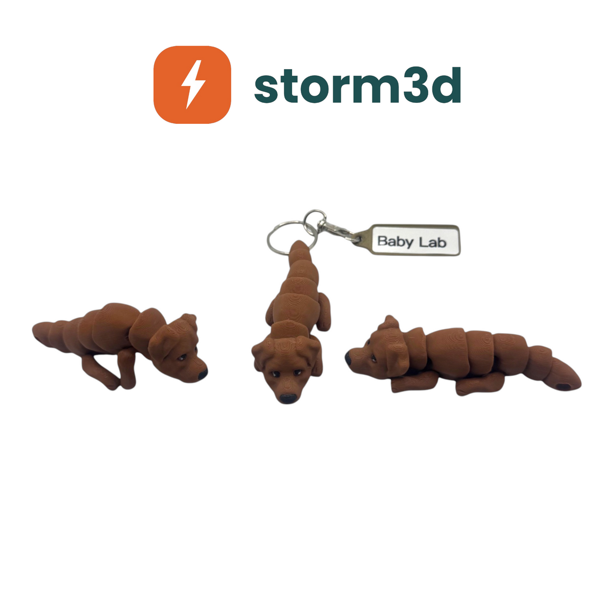Pawfect Pets Baby Lab 3D printed flexi keychain