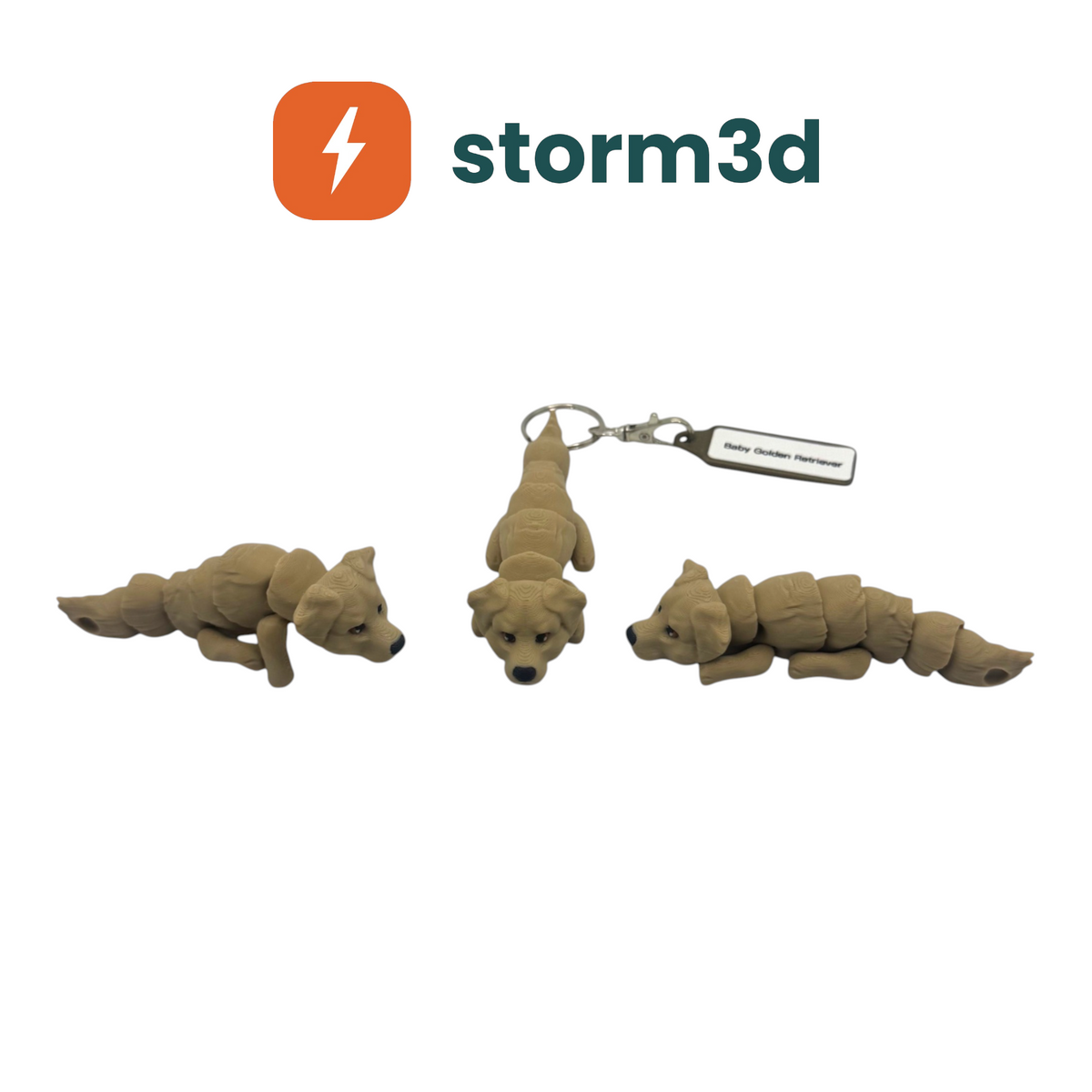Pawfect Pets Baby Golden Retriever 3D printed flexi keychain
