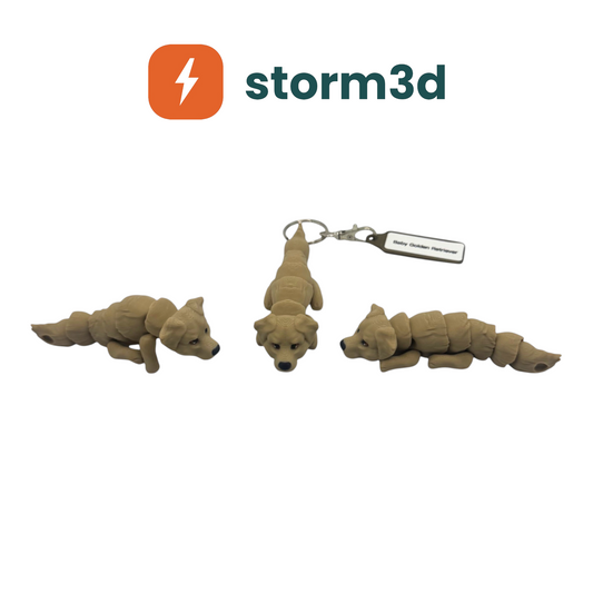 Pawfect Pets Baby Golden Retriever 3D printed flexi keychain