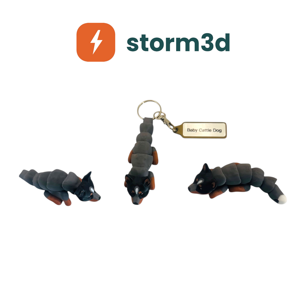 Pawfect Pets Baby Cattle Dog 3D printed flexi keychain