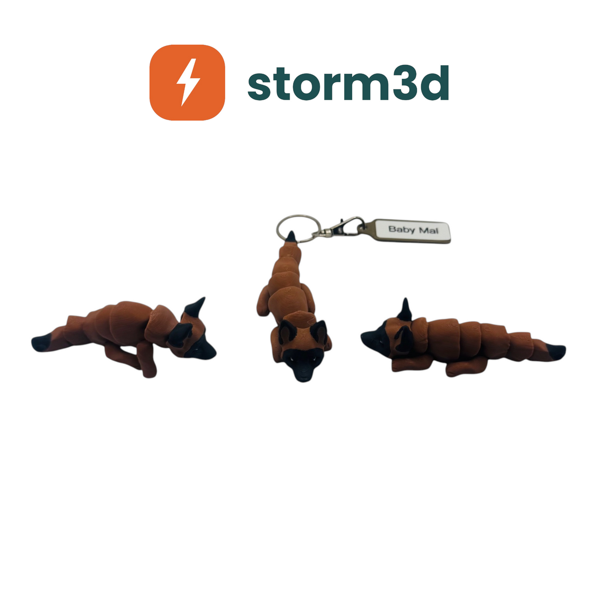 Pawfect Pets Baby Malinois 3D printed flexi keychain