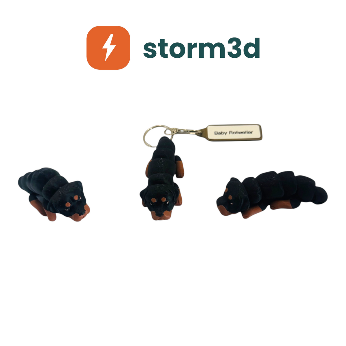 Pawfect Pets Baby Rottweiler 3D printed flexi keychain