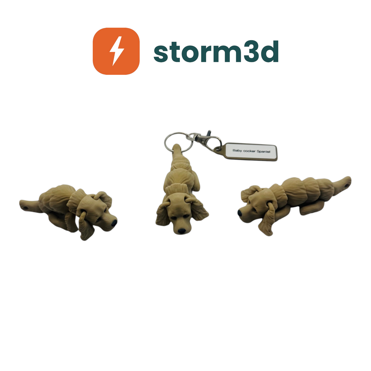 Pawfect Pets Baby Cocker Spaniel 3D printed flexi keychain