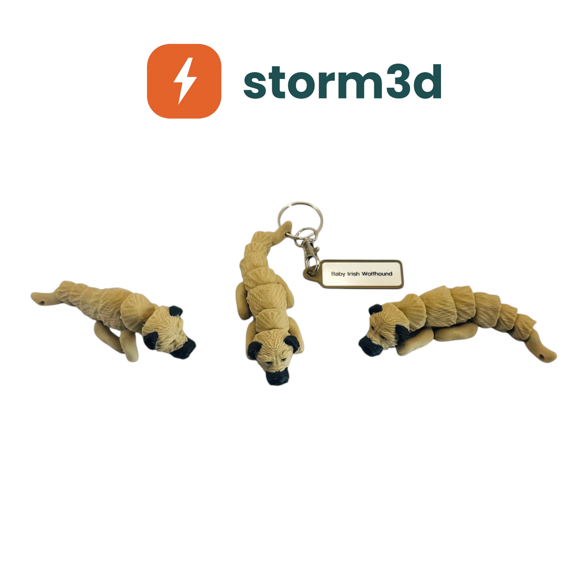 Pawfect Pets Baby Irish Wolfhound 3D printed flexi keychain