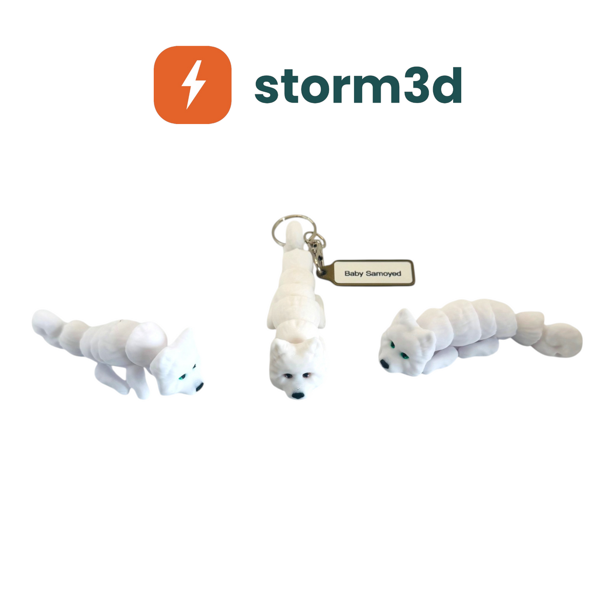 Pawfect Pets Baby Samoyed 3D printed flexi keychain