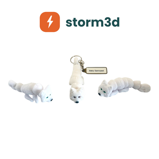 Pawfect Pets Baby Samoyed 3D printed flexi keychain