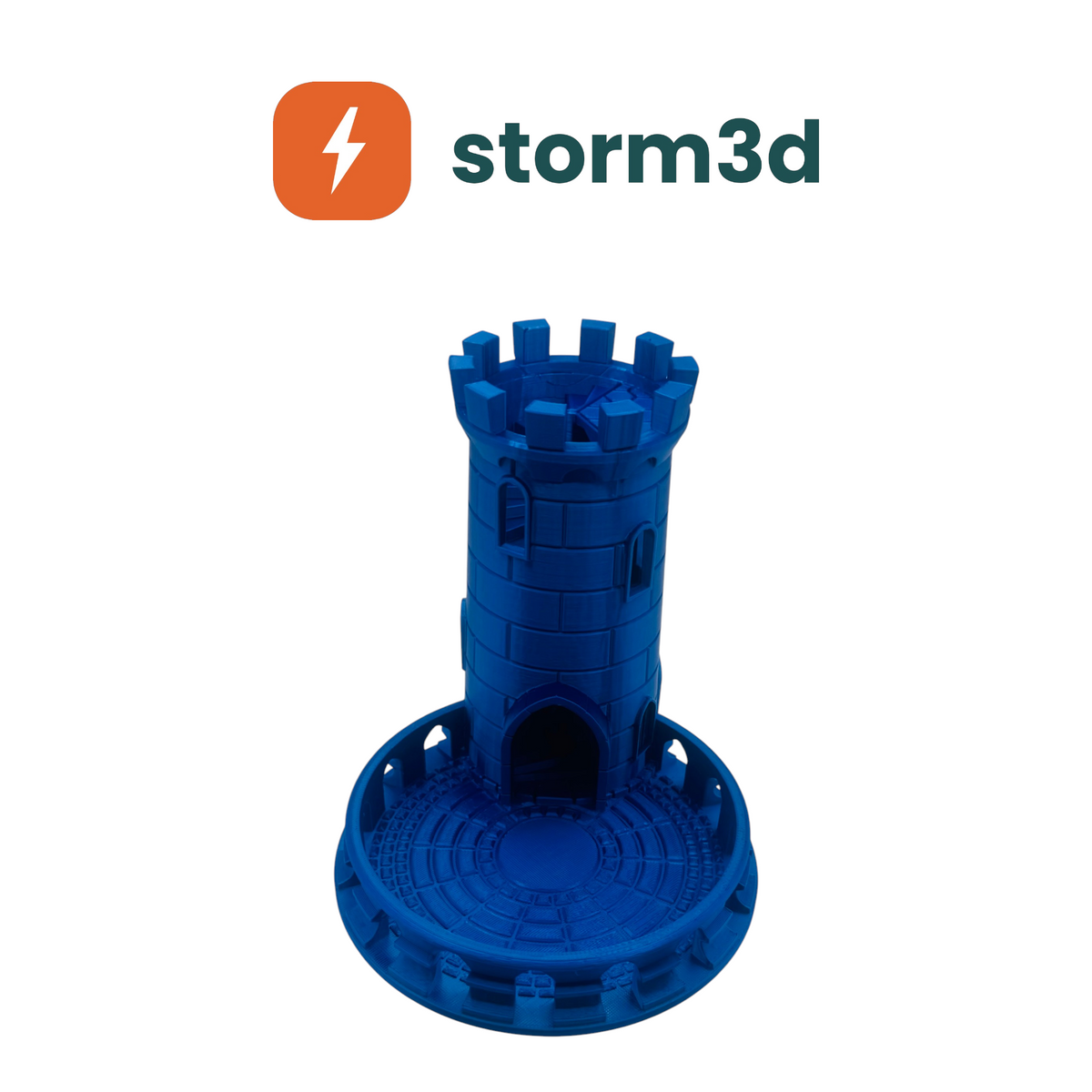 Castle Dice Tower in Blue Silk