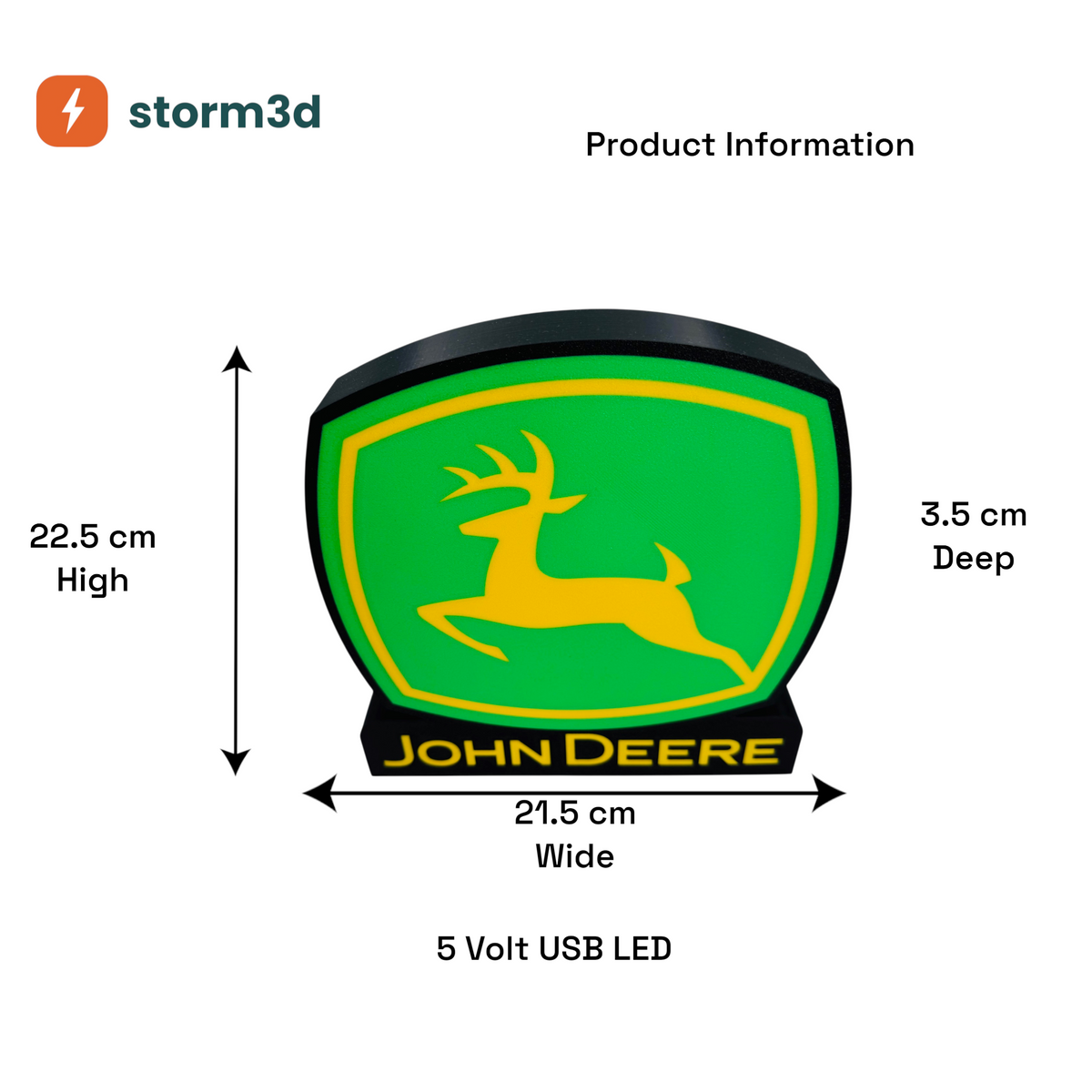 John Deere Lightbox – Standing, USB, Black