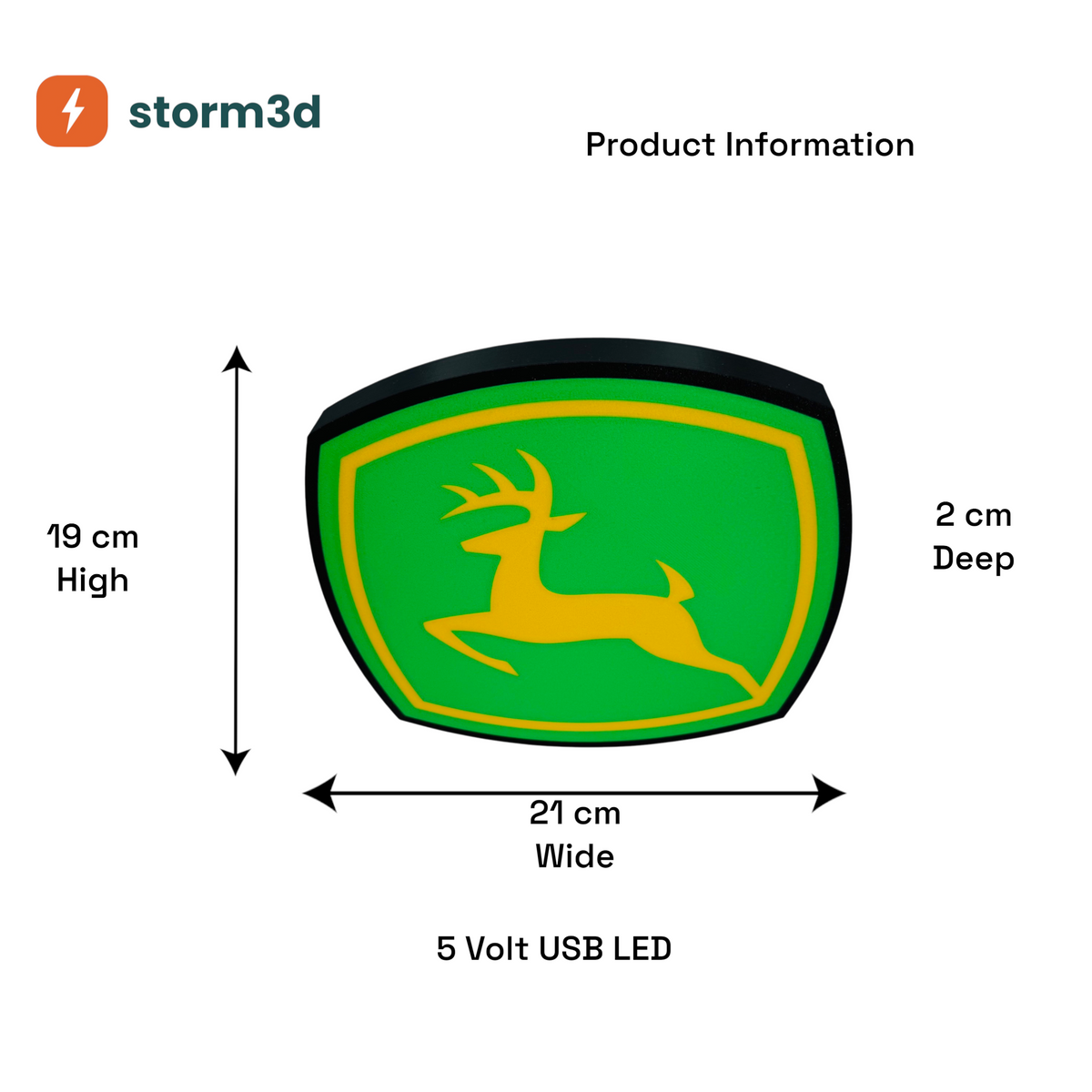 John Deere Lightbox – Hanging, USB, Black