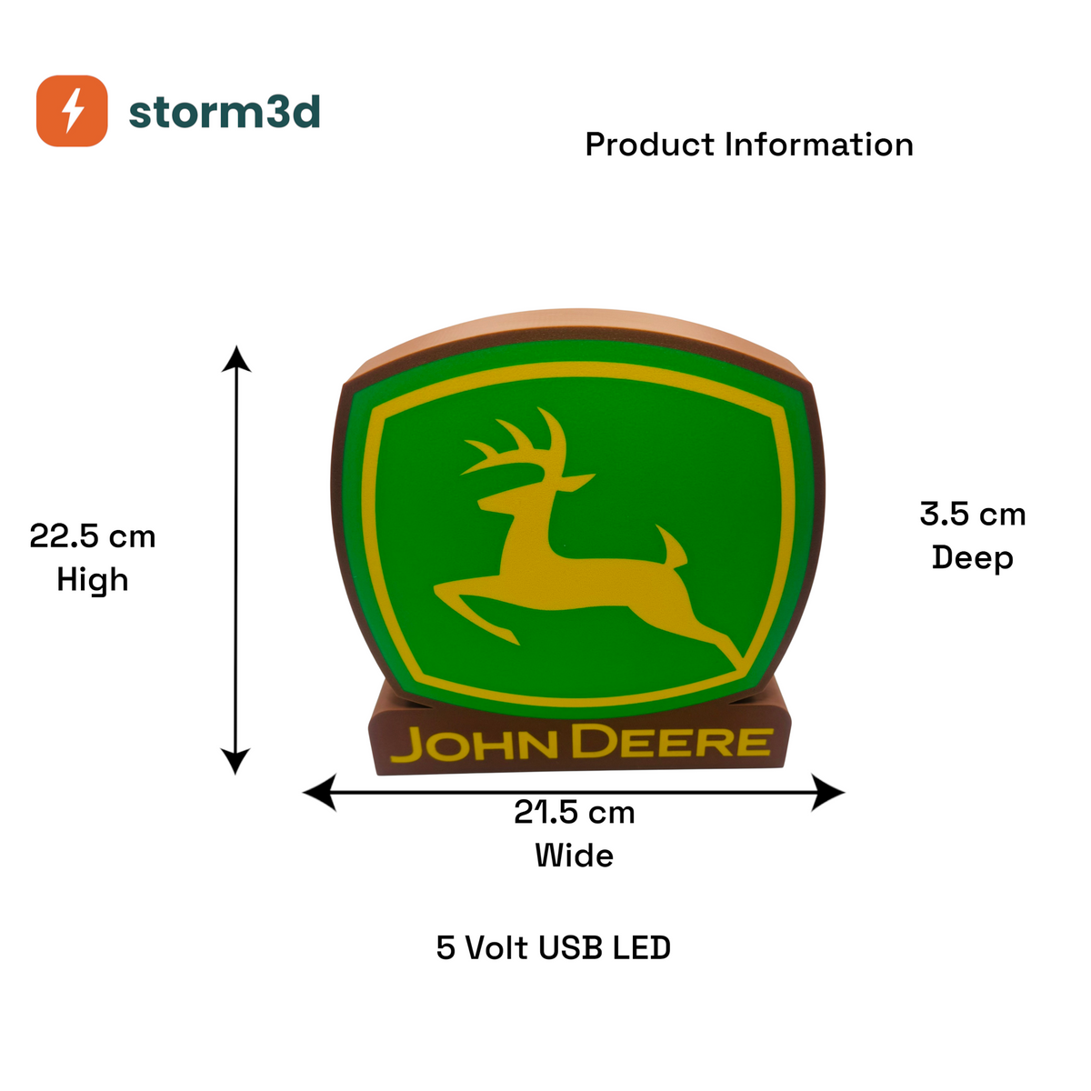 John Deere Lightbox – Standing, USB, Brown