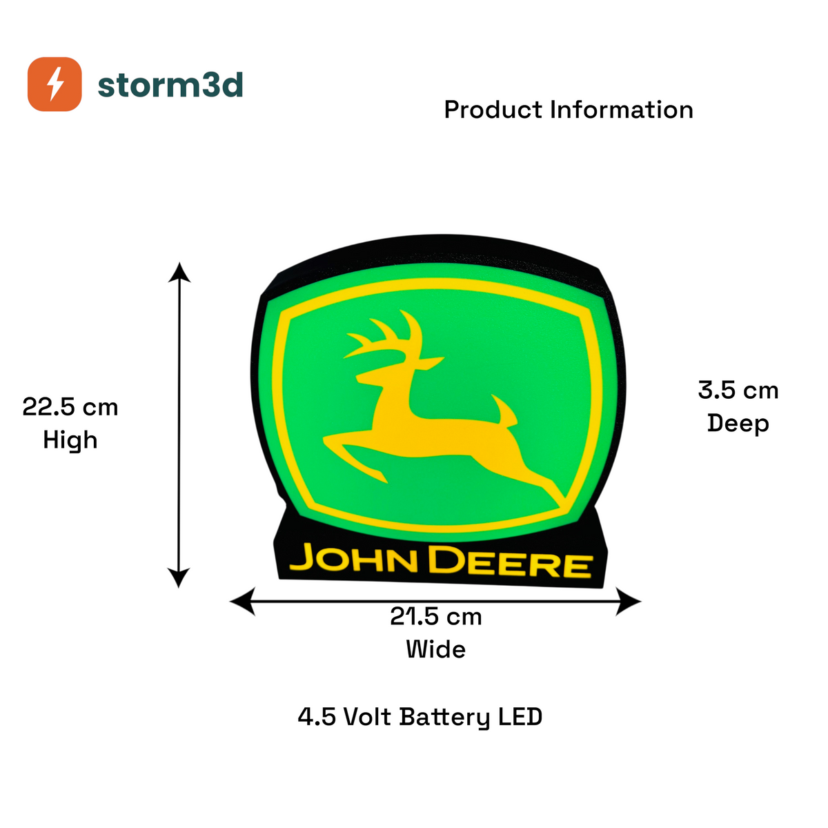 John Deere Lightbox – Standing, Battery, Black