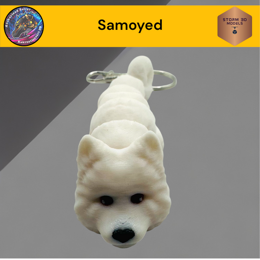 Baby Samoyed 3d Printed Flexi Keychain