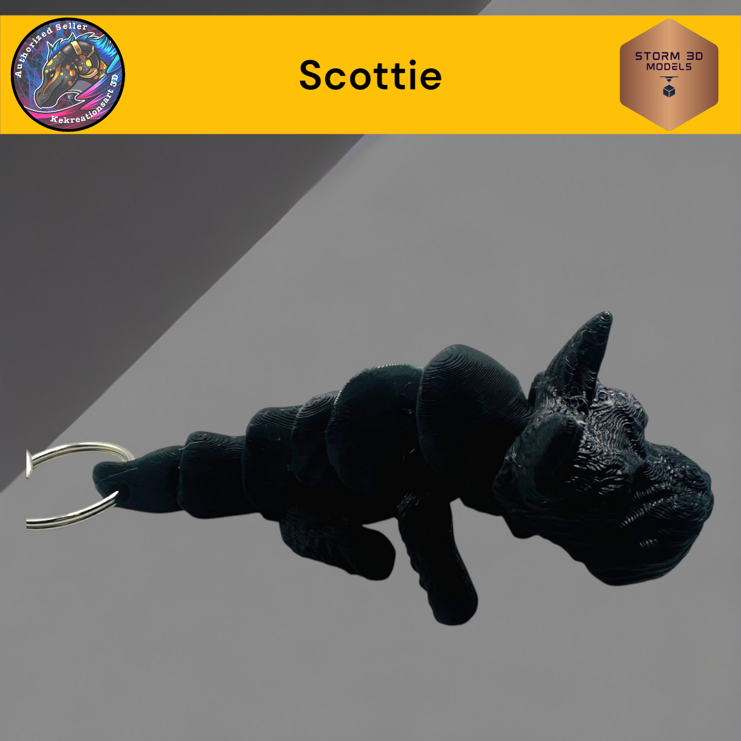 Baby Scottie 3d Printed Flexi Keychain