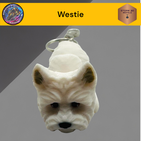Baby Westie 3d Printed Flexi Keychain
