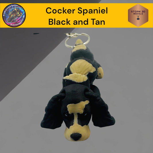 Pawfect Pets Baby Cocker Spaniel Black and Tan Keychain 3D Printed
