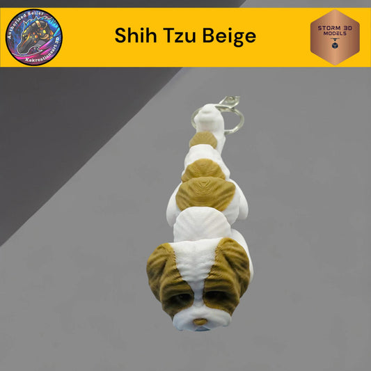 Shih Tzu Beige keychain on a gray background with 'Storm 3D Models' branding.