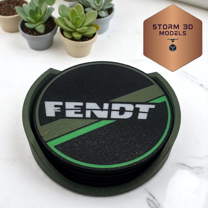 Fendt Coaster Set Round – 3D Printed Farm-Themed Drink Coasters, Tractor Gift