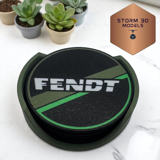 Fendt Coaster Set Round – 3D Printed Farm-Themed Drink Coasters, Tractor Gift