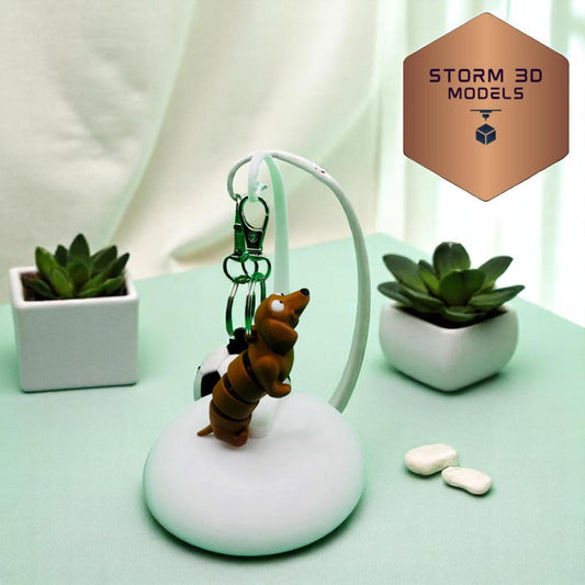 3D Printed Flexi Dachshund Keychain – Cute Wiggly Dog Fidget Toy