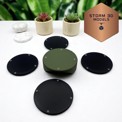 Fendt Coaster Set Round – 3D Printed Farm-Themed Drink Coasters, Tractor Gift