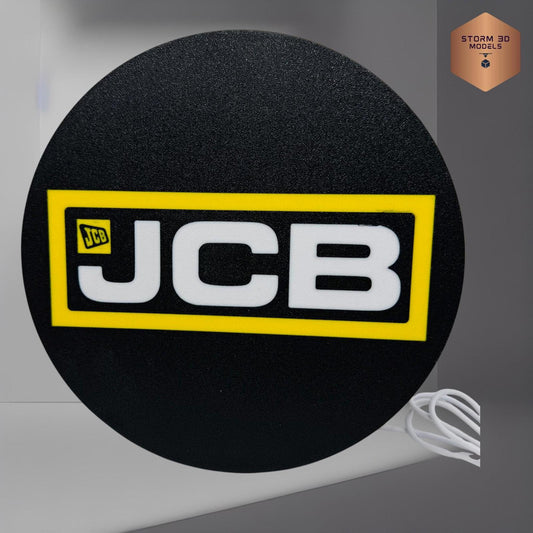 JCB Inspired LED Lightbox, New Style Logo – 3D Printed Tractor Logo Lamp, Farmhouse Décor, Gift for Farmers & Tractor Fans, hanging type