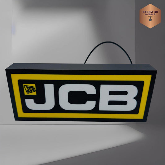 JCB Inspired LED Lightbox, New Style Logo – 3D Printed Tractor Logo Lamp, Farmhouse Décor, Gift for Farmers & Tractor Fans, Box type