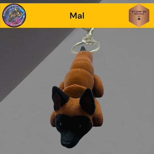 Baby Mal Flexi Dog Keychain – 3D Printed Articulated Puppy Keyring