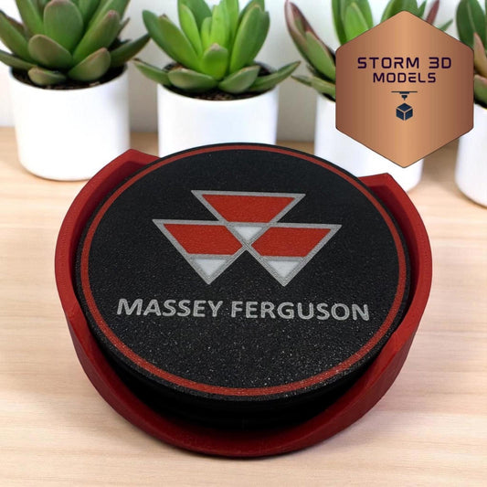 Massey Ferguson Coaster Set Round – 3D Printed Farm-Themed Drink Coasters