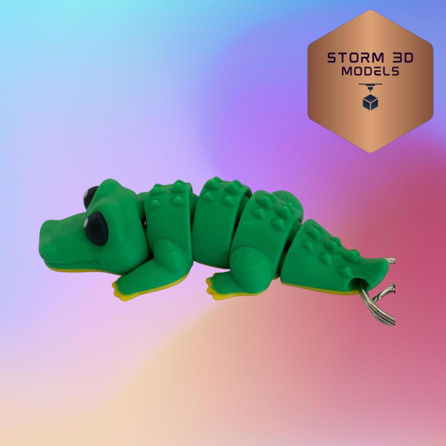 3D Printed Flexi Crocodile Keychain – Cute Poseable Crocodile, Fidget Toy