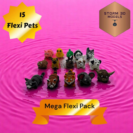 3D Printed Flexi Pets – 15 Pack Mega Bundle of Articulated Animal Fidget Toys