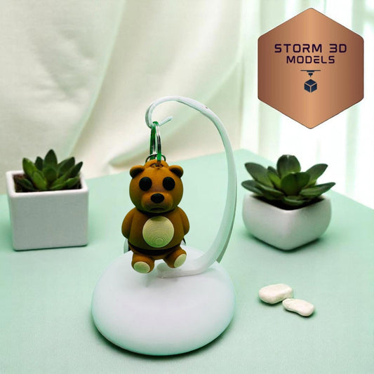 3D Printed Flexi Sitting Bear Keychain,Cute Bear, Fidget Toy, Animal Lover Gift
