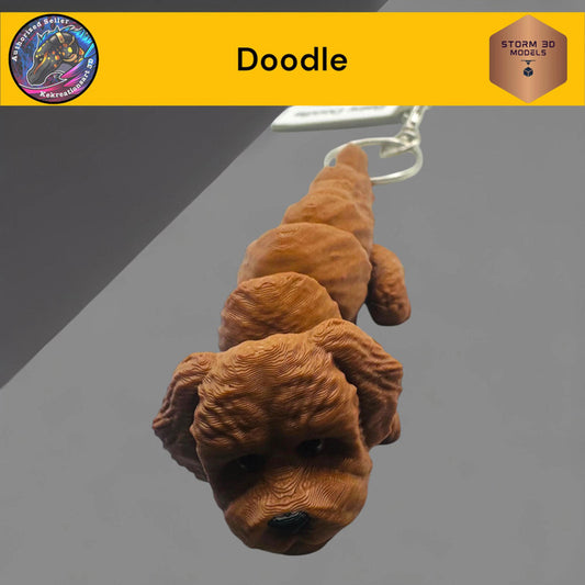 Baby Doodle Flexi Dog Keychain – 3D Printed Articulated Puppy Keyring