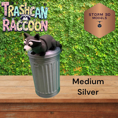 3D Printed Flexi Raccoon in Trash Can – Articulated Dumpster Diver Toy, Funny Desk Buddy, Trash Panda Gift, Cute Animal Fidget, 3 Sizes