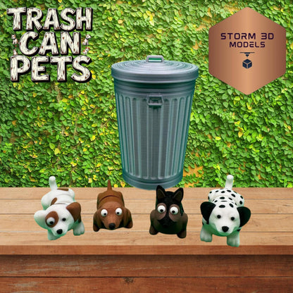 Trashcan Pets - 3D Printed Trashcan Animals – 4-Pack of Flexi Pets in Mini Bins