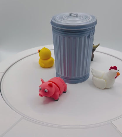 Trashcan Farm - 3D Printed Trashcan Animals – 4-Pack of Flexi Pets in Mini Bin